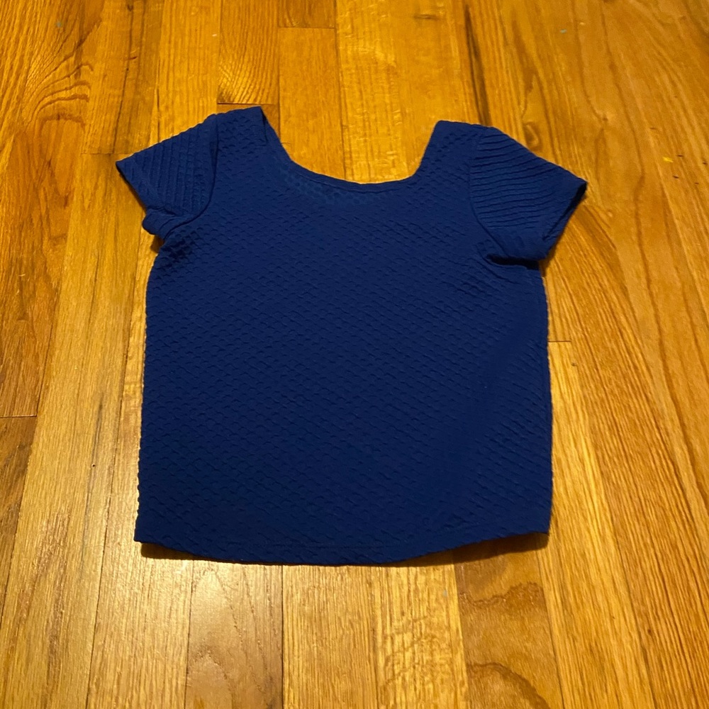 waffle cloth blue crop top